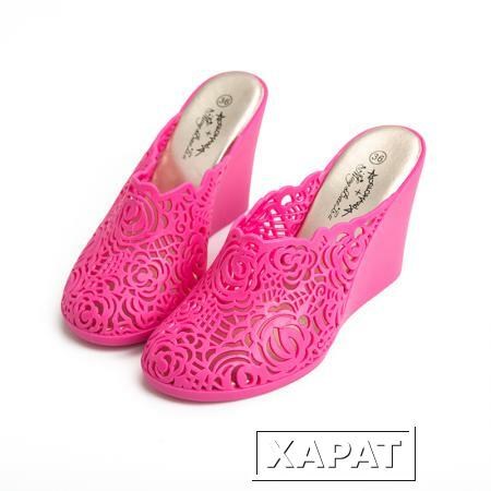 Фото 2014 новые летние проколоть цветок желе увеличился клинья сандалии обувь Тапочки гнездо одиноких женщин обувь