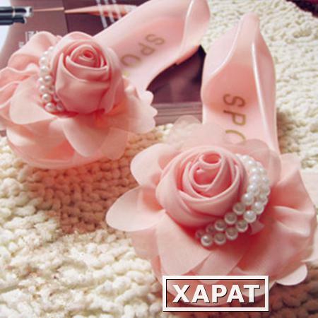 Фото Сообщение популярность плоские розовые розы цветок сандалии рыбы желе конфеты цветные рот обувь женщин Тапочки