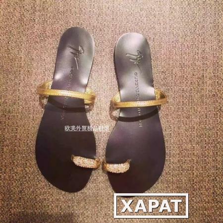 Фото Европа и новый горный хрусталь плоские сандалии GZ в летнее время щепотку плоские сандалии с ног пляж тапочки сандалии Женская обувь