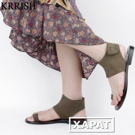 Фото KRRISH 2013 новый предпродажной в натуральной кожи ручной работы ног Италия стиль плоские женские сандалии