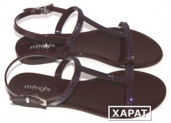 Фото MENGHI SHOES Резиновые мягкие женские сандалии MENGHI бордового цвета