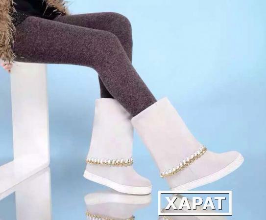 Фото Современные женщины обуви кабинета повышенной анти кашемира кожаные сапоги кольчуги