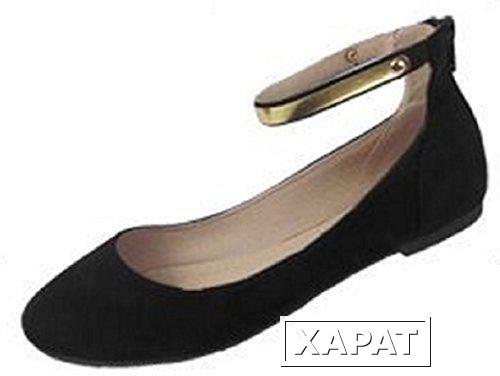 Фото Shoes 18 Womens Microsuede Ballet Flat Shoes W/ Metallic Ankle Strap