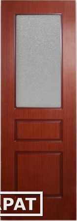 Фото Межкомнатная шпонированная дверь "Марсель-3", шпон fine line красное дерево. Полотно под стекло.
