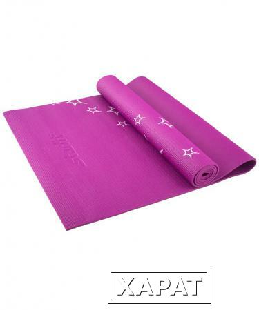 Фото Коврик для йоги FM-102 PVC 173x61x0,6 см, с рисунком, фиолетовый (129901)