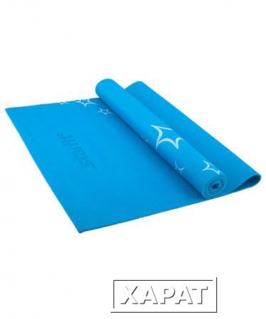 Фото Коврик для йоги FM-102 PVC 173x61x0,5 см, с рисунком, синий (78610)