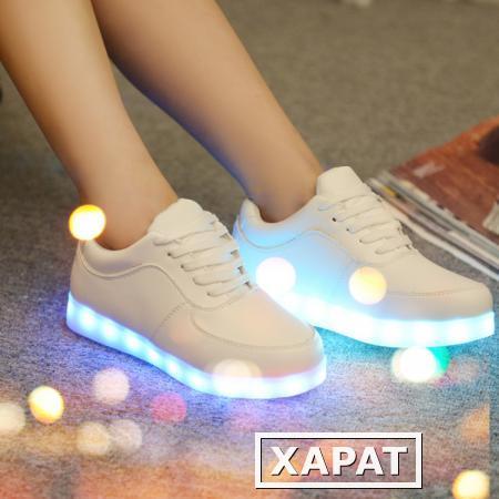 Фото Флуоресцентный обувь с светодиодные света светящимися призрак шаг обувь случайным тапки Корейский моды Джокер студент обувь для танцев