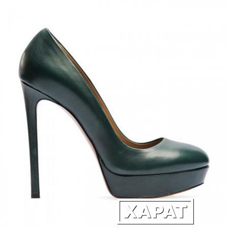 Фото CORSOCOMO Туфли из кожи темно-зеленого цвета на высоком каблуке