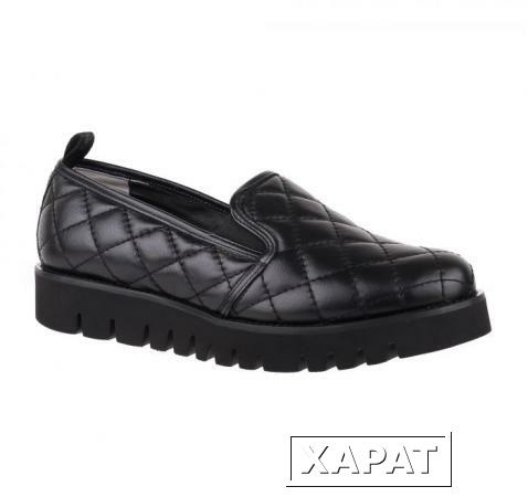 Фото BALDININI Черные стеганные кожаные туфли на сплошной подошве от бренда Baldinini