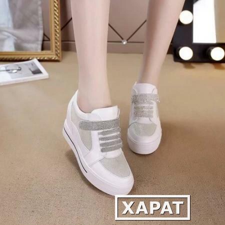 Фото 2016 входят в корейской версии новых женщин стелс увеличивает отлива бурения Танкетка Обувь спортивная обувь для отдыха