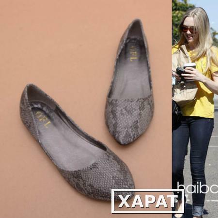 Фото Улицы Европы и просто дикие змея правили цвета удобные плоские остроконечные туфли большой размер женской обуви в конце специальной цене