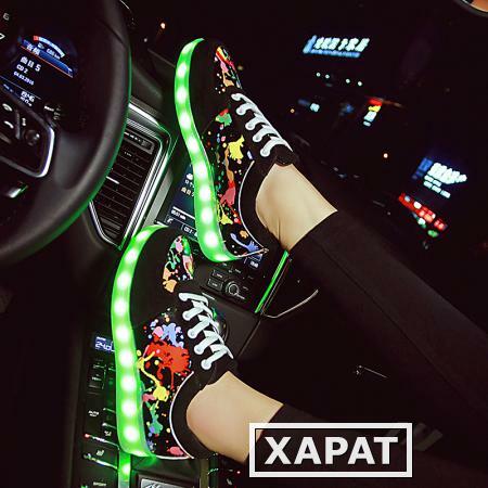 Фото Новый USB зарядки красочные светящиеся флуоресцентные светодиодные фонари обувь моды для мужчин и женщин обувь любителей спорта обувь