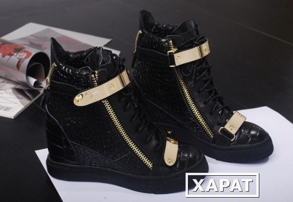 Фото 2015 Новая Европа и Джузеппе Zanotti обувь крокодила модель в GZ увеличить Хай-стрит обувь с металлическими