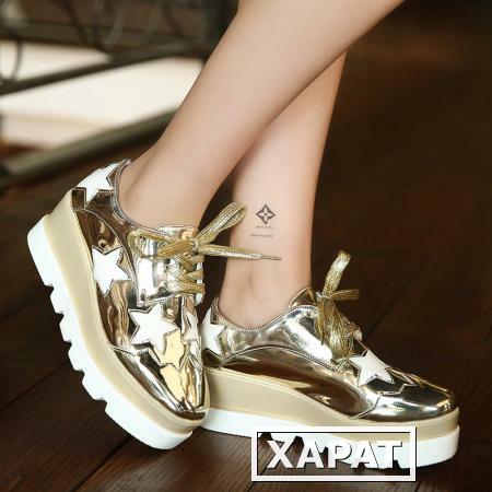 Фото Новая платформа Платформа высокой лакированные туфли со звездами в корейской версии Тайд для отдыха воздух пронизан студентов обувь