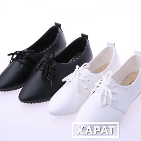 Фото Дуг обувь малые в падении корейской версии плоский белый кружева моды обувь женщина туфли белые туфли весенний прилив
