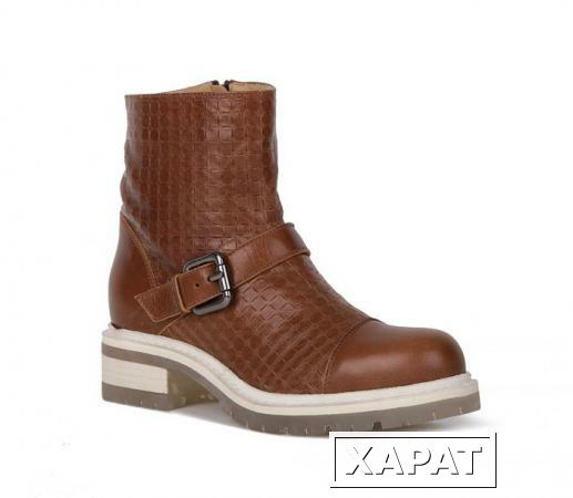 Фото ZAMAGNI Кожаные коричневые ботинки с тиснением от бренда Zamagni