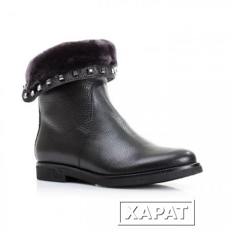 Фото NURSACE Зимние кожаные черные ботинки с меховыми отворотами от бренда Nursace