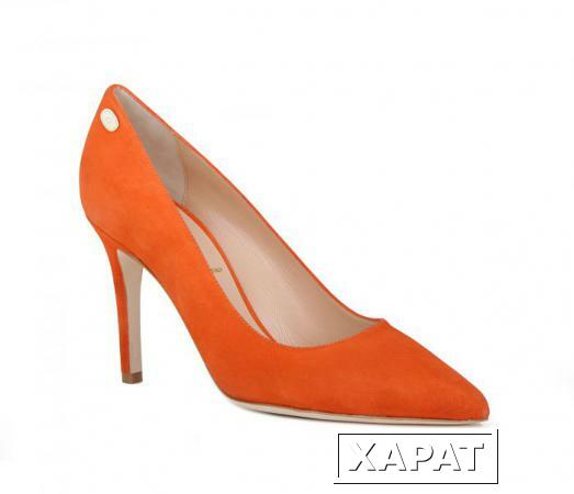 Фото RENZI Замшевые оранжевые туфли-лодочки от бренда Renzi