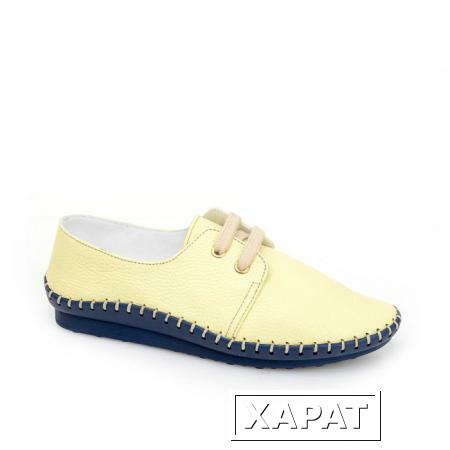 Фото SHOES MARKET Светло-желтые кожаные простые ботинки с высокой подошвой от Shoes Market