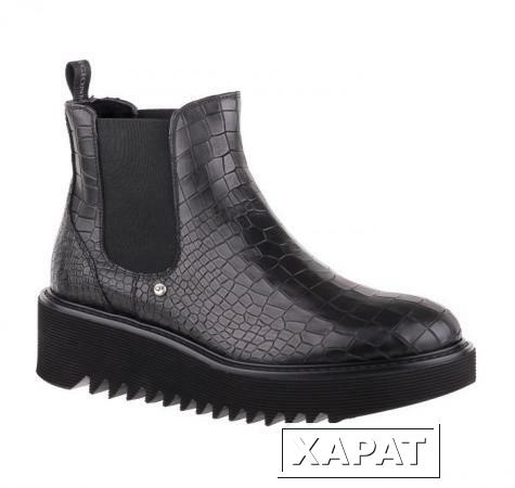 Фото DINO BIGIONI Кожаные черные ботинки "челси" с текстурой под рептилию от бренда Dino Bigioni