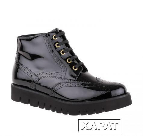 Фото BALDININI Лаковые черные ботинки на шнуровке и молнии от бренда Baldinini