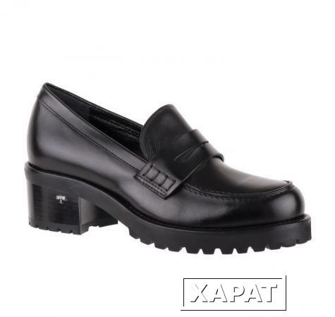 Фото SITON Стильные черные туфли из кожи на утолщенной подошве с каблуком от бренда Siton