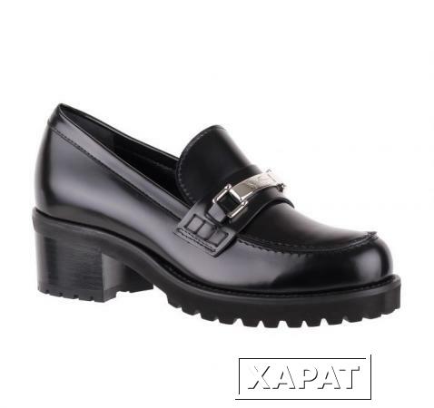 Фото SITON Элегантные черные туфли из кожи на утолщенной подошве и каблуке от бренда Siton