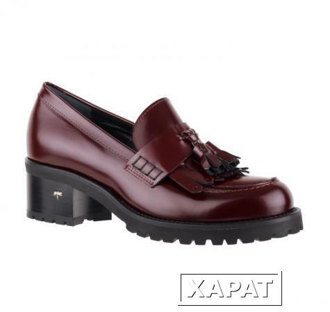 Фото SITON Стильные темно-бордовые туфли из кожи на утолщенной подошве с каблуком от бренда Siton