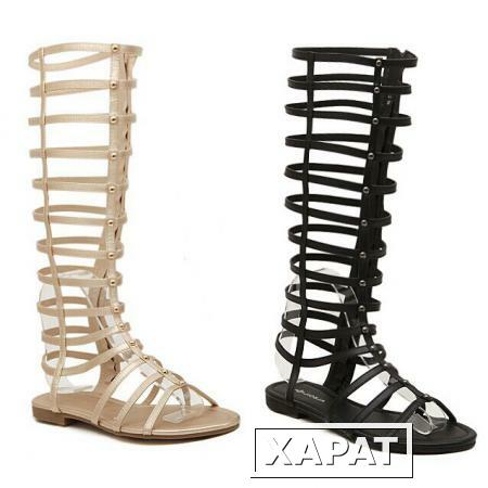 Фото Босоножки ZZZ Strappy Knee High Open Toe Gladiator Zipper Closure Sandals