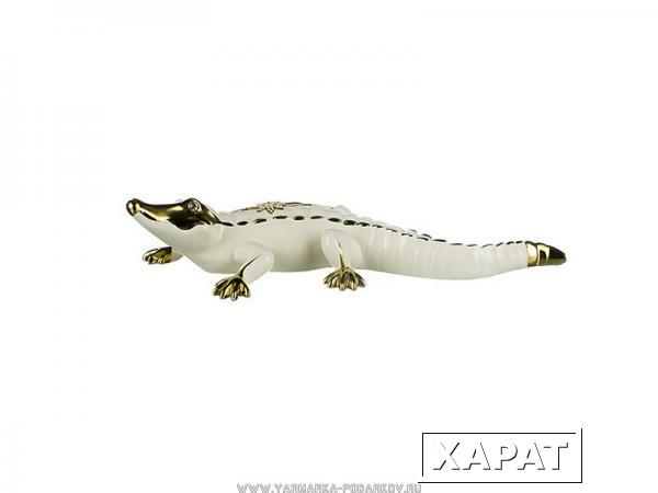 Фото Фигурка крокодил белый длина 28 см высота 6 см
