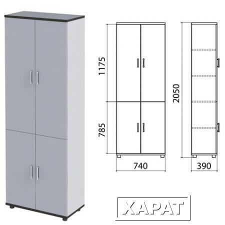 Фото Шкаф закрытый "Монолит", 740х390х2050 мм, цвет серый (КОМПЛЕКТ)