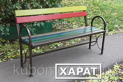 Фото Садовые скамейки со спинкой цветная
