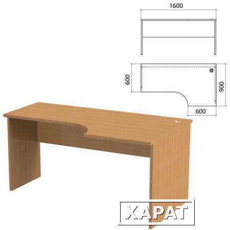 Фото Стол письменный эргономичный "Этюд", 1600х900х750 мм, правый, бук бавария (КОМПЛЕКТ)