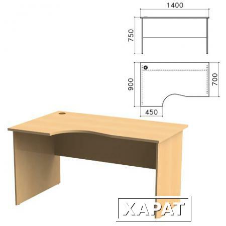 Фото Стол письменный эргономичный "Монолит", 1400х900х750 мм, левый, цвет бук бавария, СМ5.1