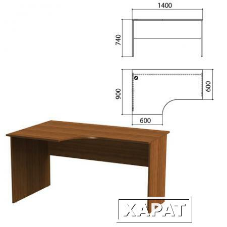Фото Стол письменный эргономичный "Эко", 1400х900х740 мм, левый, орех