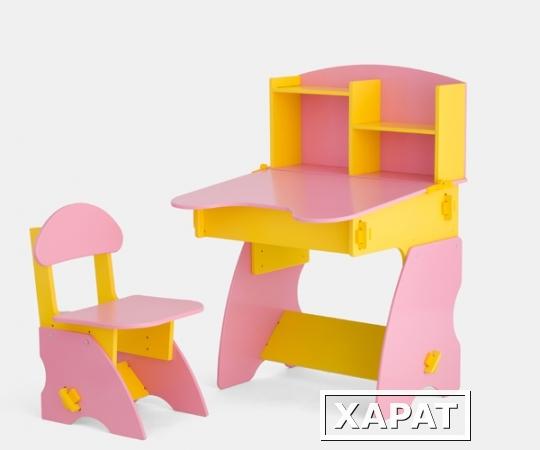 Фото Детский стол со стульчиком . Розово-желтый