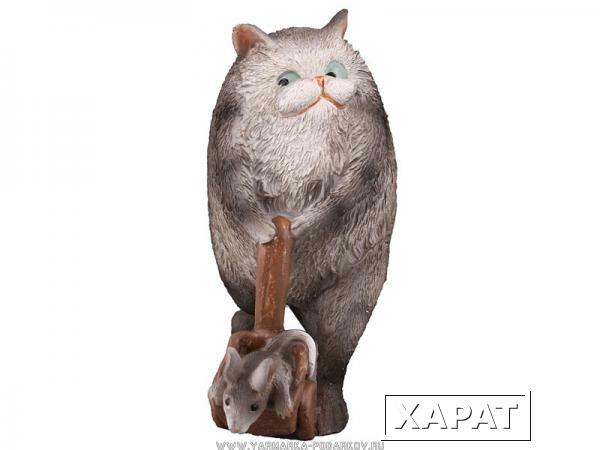 Фото Фигурка кошка с мышкой высота 10 см.