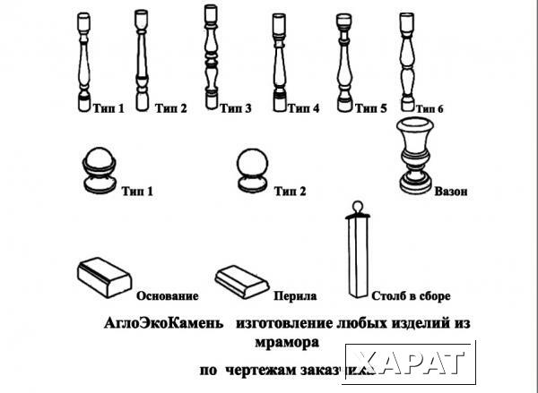 Фото Балюстрады, столбы, перила, шары, колонны из мрамора "Коелга" Москва