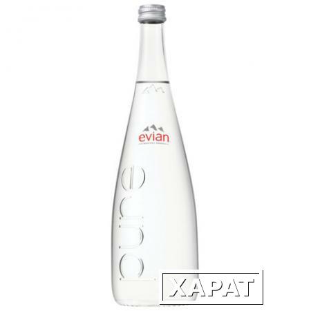 Фото Вода негазированная минеральная EVIAN (Эвиан), 0,75 л, стеклянная бутылка