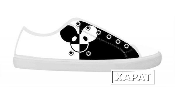 Фото Rock Band Deadmau5 Women's Canvas Shoes Women White Low Top Canvas Shoes