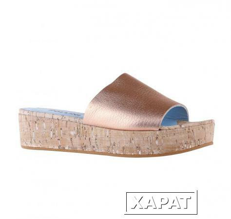 Фото POLLINI Кожаные бронзовые сандалии на сплошной толстой подошве от бренда Pollini