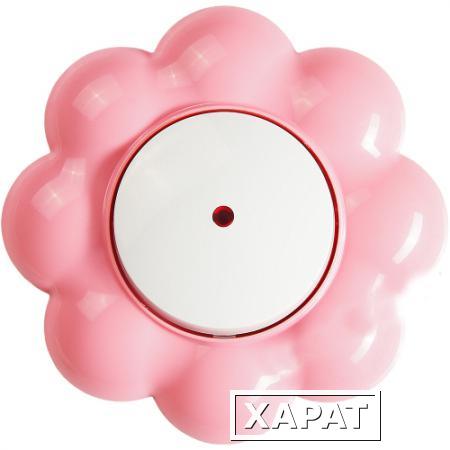 Фото DMLED Выключатель одноклавишный с индикатором Цветок бело-розовый