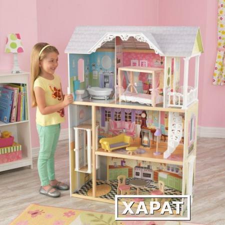 Фото Трехэтажный дом из дерева для Барби "Кайли" (Kaylee, 65251) с мебелью 10 предметов (65869_KE)
