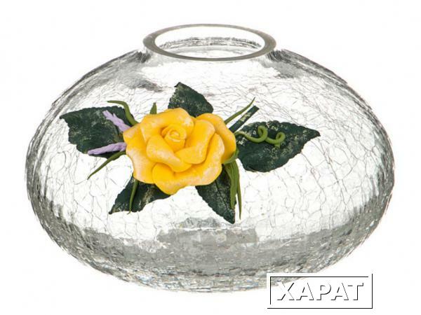 Фото Ваза декоративная "роза классическая желтая" лепка величина 2 высота=14 см. Ооо "крат (135-3101)