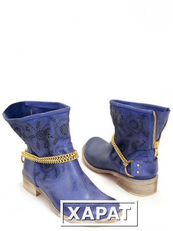 Фото Veronica's shoes Синие полусапожки летние перфорированные VERONICA'S SHOES