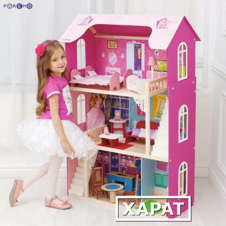 Фото Кукольный домик для Барби "Вдохновение" с 16 предметами мебели и 2 лестницами (PD315)