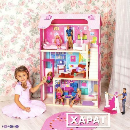 Фото Большой дом для куклы "Муза" с 16 предметами мебели, качелями и лифтом (PD315-01)