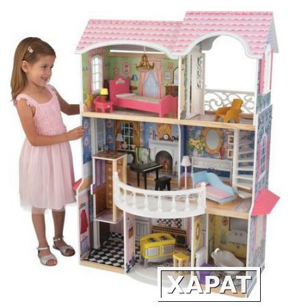 Фото Винтажный кукольный дом для Барби "Магнолия" (Magnolia) с мебелью 13 предметов (65839_KE)
