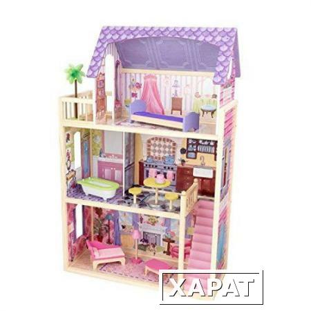 Фото Домик из дерева для кукол 30 см, с мебелью 10 предметов, "Кайла" (Kayla dollhouse) (65092_KE)