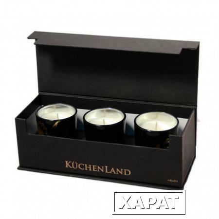 Фото (l) свеча ароматическая в стеклянном подсвечнике, 6,5 см, 3 шт, le party phantom Kuchenland C020371531